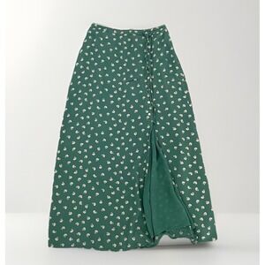 American Eagle AE Green Floral Maxi Skirt Size M Button Front Wrap Style Boho